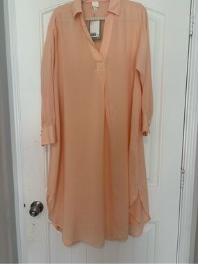 H&M Peach Long Sleeve Shirt Dress